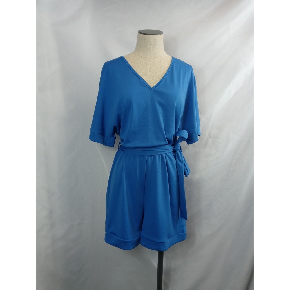 Abyoxi Sleeve Dress Size Large Blue Polyester W/Belt